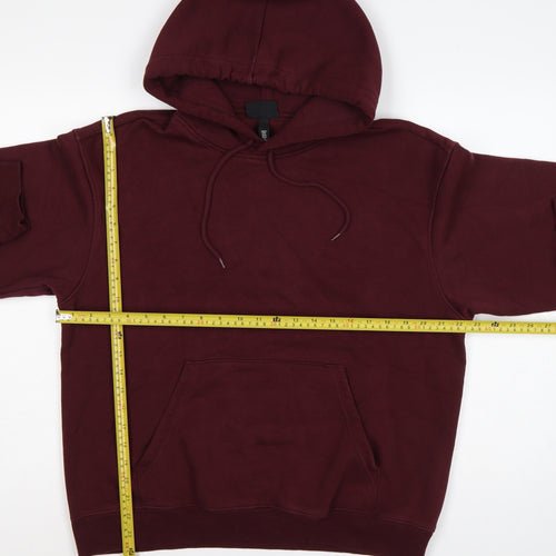 H&M Men Red M Relaxed Fit Pullover Hoodie Kangaroo Pocket