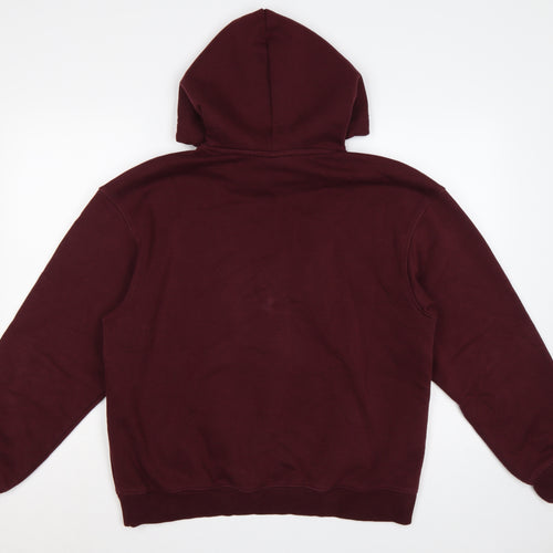 H&M Men Red M Relaxed Fit Pullover Hoodie Kangaroo Pocket