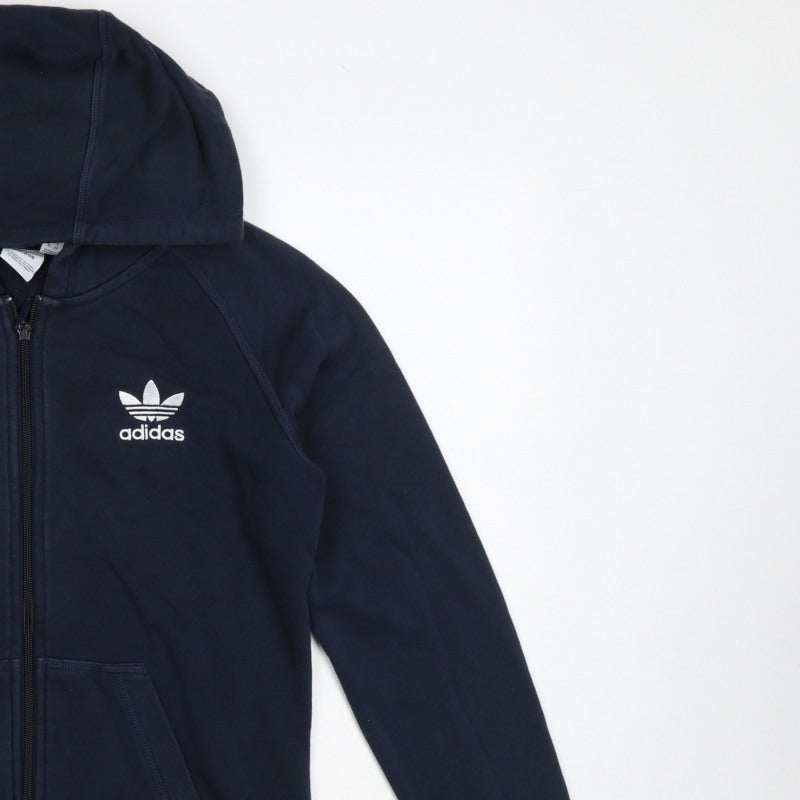 Adidas Women’s Blue UK 10 Full Zip Hooded Logo Fleece Hoodie