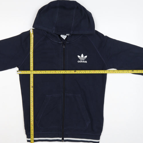Adidas Women’s Blue UK 10 Full Zip Hooded Logo Fleece Hoodie