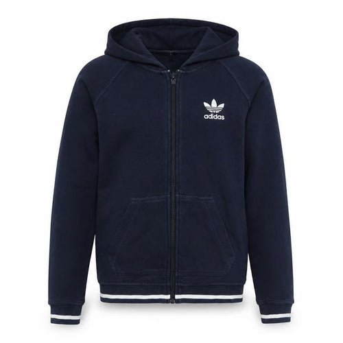 Adidas Women’s Blue UK 10 Full Zip Hooded Logo Fleece Hoodie