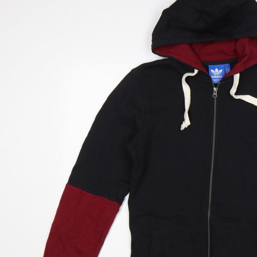 adidas Men’s Black Red S Full Zip Logo Hoodie
