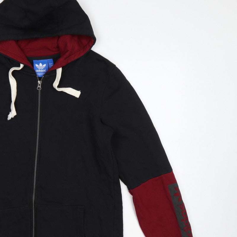 adidas Men’s Black Red S Full Zip Logo Hoodie