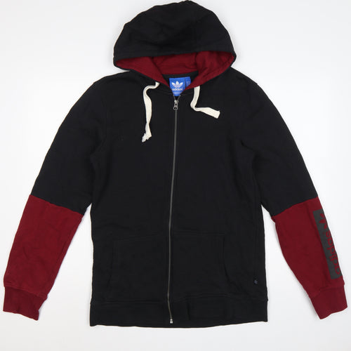 adidas Men’s Black Red S Full Zip Logo Hoodie