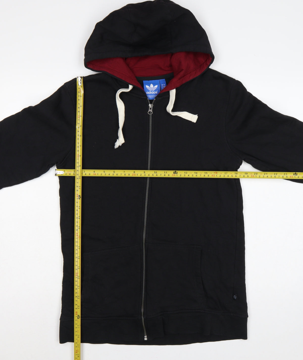 adidas Men’s Black Red S Full Zip Logo Hoodie