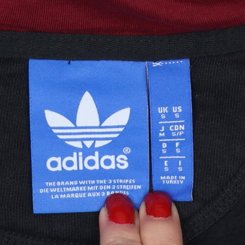 adidas Men’s Black Red S Full Zip Logo Hoodie