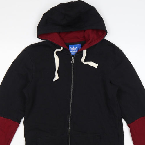 adidas Men’s Black Red S Full Zip Logo Hoodie