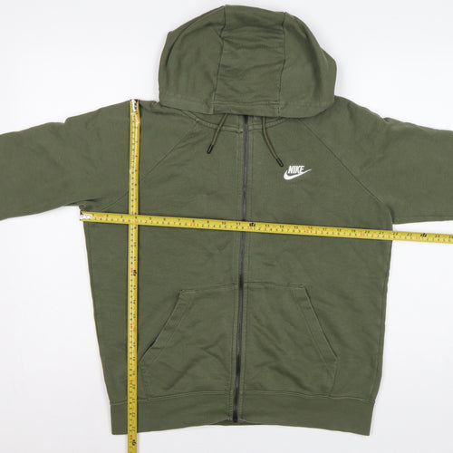 Nike Men Green M Full Zip Hooded Fleece Sweatshirt Logo