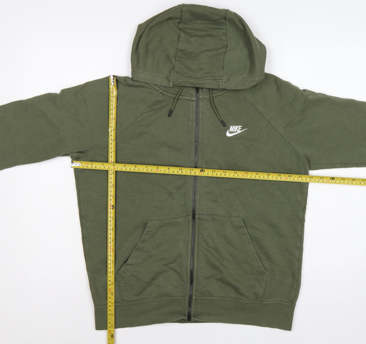 Nike Men Green M Full Zip Hooded Fleece Sweatshirt Logo