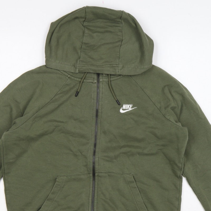 Nike Men Green M Full Zip Hooded Fleece Sweatshirt Logo