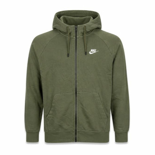 Nike Men Green M Full Zip Hooded Fleece Sweatshirt Logo