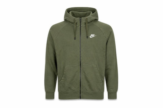 Nike Men Green M Full Zip Hooded Fleece Sweatshirt Logo