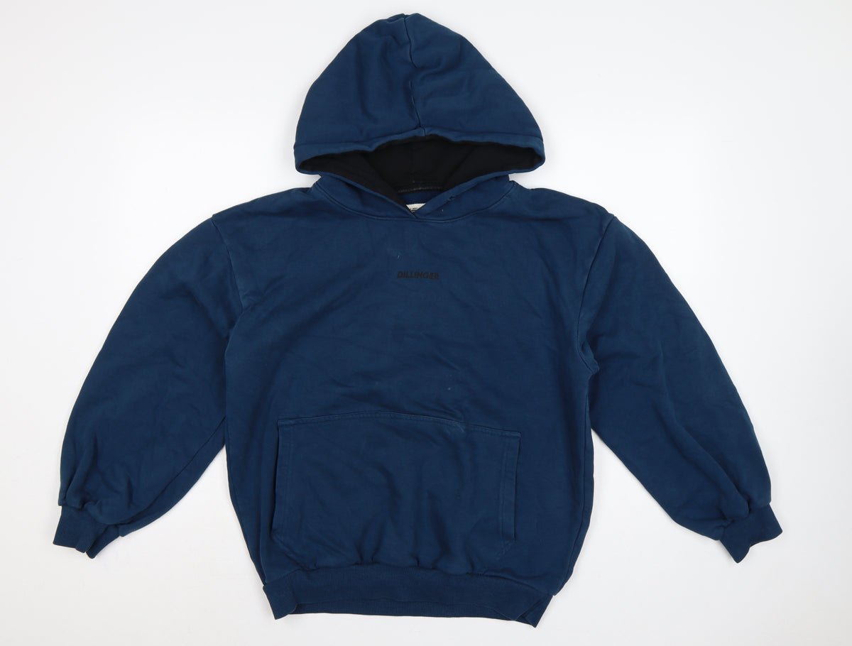 Back view of Dillinger Men’s Blue L Pullover Hooded Cotton Logo Hoodie