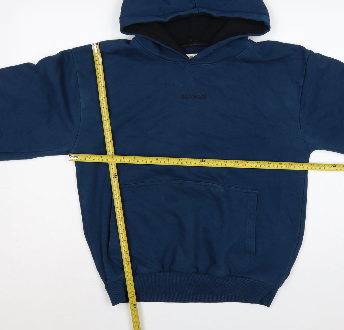 Close-up detail of Dillinger Men’s Blue L Pullover Hooded Cotton Logo Hoodie