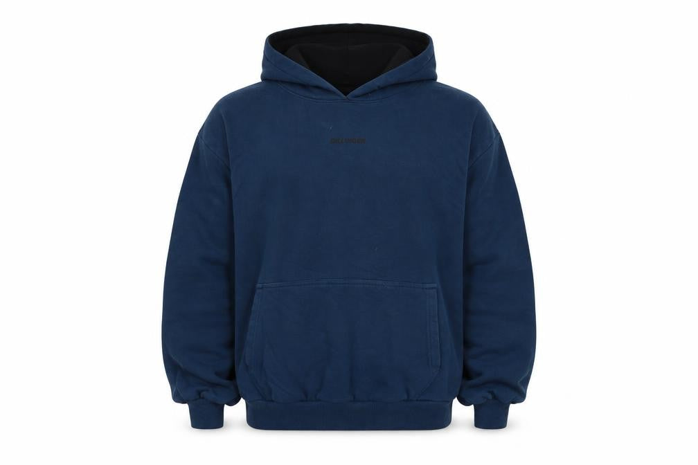 Front view of Dillinger Men’s Blue L Pullover Hooded Cotton Logo Hoodie