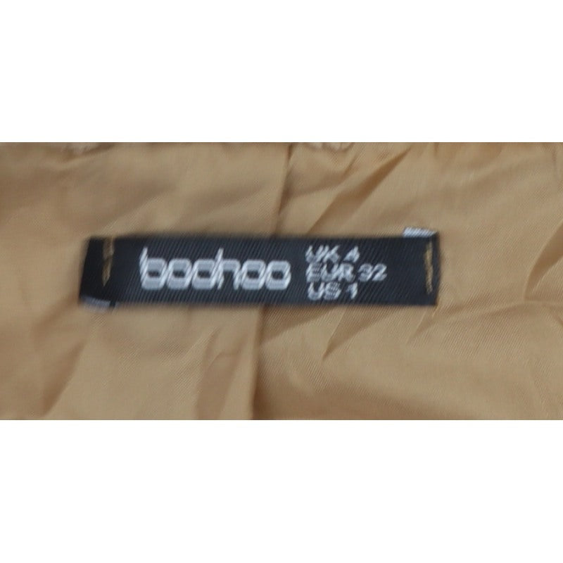 Boohoo Women’s Beige Size 4 Teddy Fleece Mid-Length Overcoat