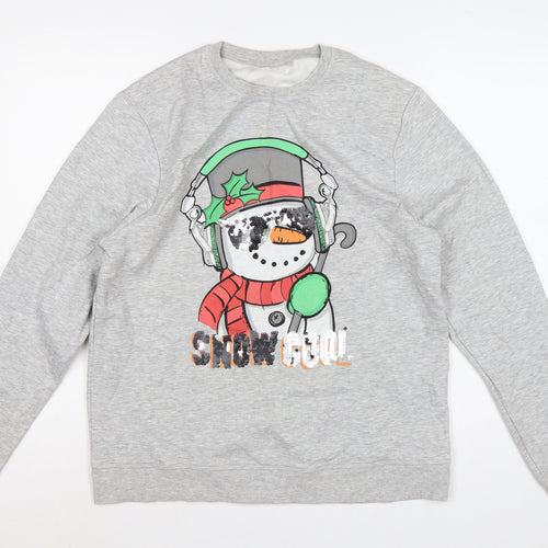 Next Girls Grey 16 Years Pullover Sweatshirt Christmas Snowman Sequin