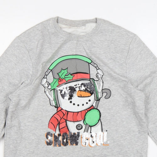 Next Girls Grey 16 Years Pullover Sweatshirt Christmas Snowman Sequin