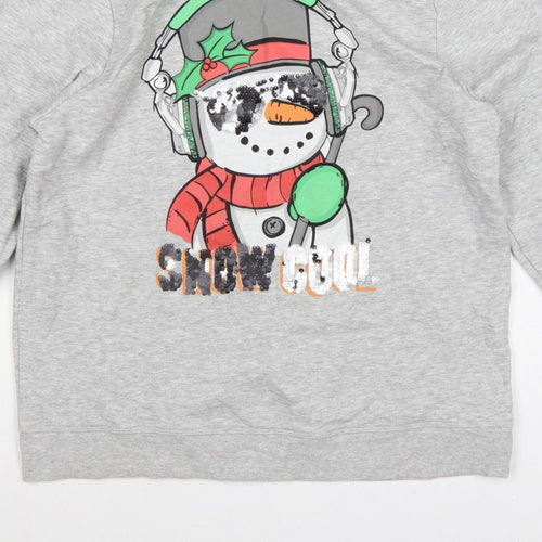 Next Girls Grey 16 Years Pullover Sweatshirt Christmas Snowman Sequin