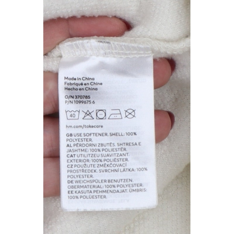 H&M Women Ivory S Teddy Fleece Full Zip Jacket Pockets