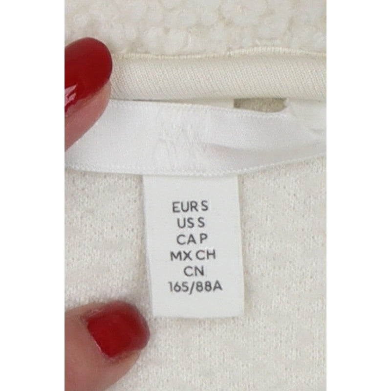 H&M Women Ivory S Teddy Fleece Full Zip Jacket Pockets