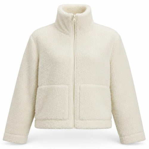 H&M Women Ivory S Teddy Fleece Full Zip Jacket Pockets