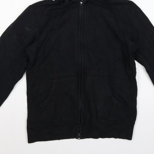 Uniqlo Men Black M Full Zip Cotton Hoodie Hooded Pockets