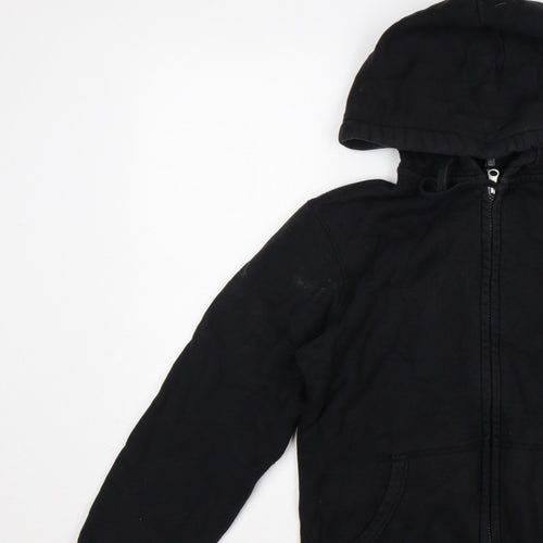 Uniqlo Men Black M Full Zip Cotton Hoodie Hooded Pockets