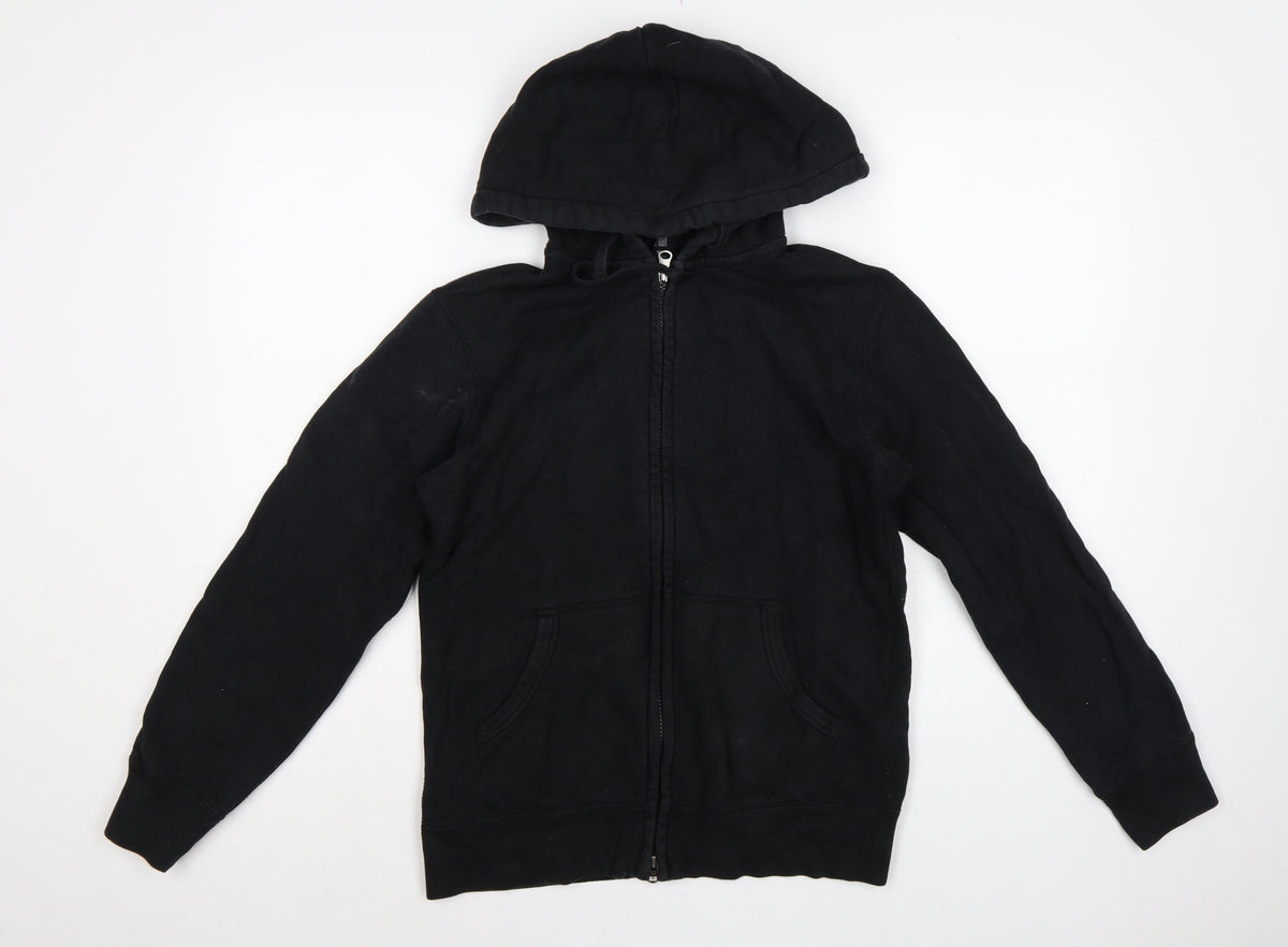 Uniqlo Men Black M Full Zip Cotton Hoodie Hooded Pockets