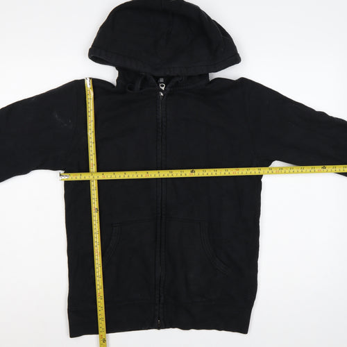 Uniqlo Men Black M Full Zip Cotton Hoodie Hooded Pockets
