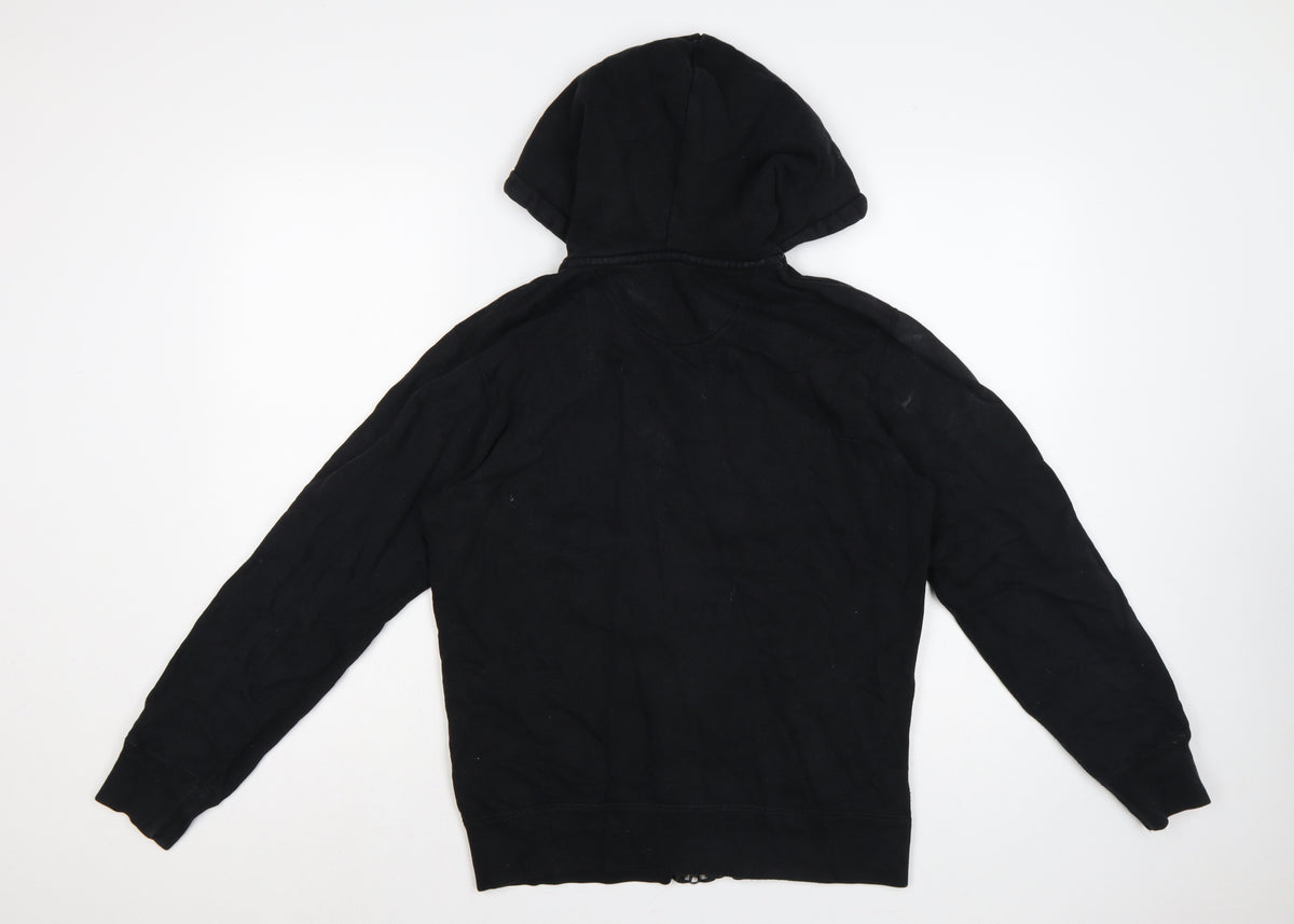 Uniqlo Men Black M Full Zip Cotton Hoodie Hooded Pockets