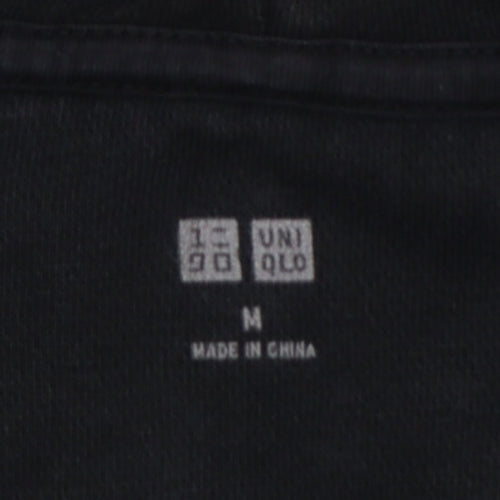 Uniqlo Men Black M Full Zip Cotton Hoodie Hooded Pockets