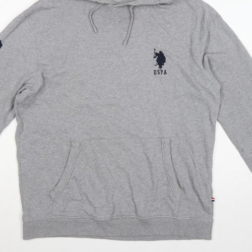 U.S. Polo Assn. Men’s Grey L Pullover Hoodie Embroidered Logo