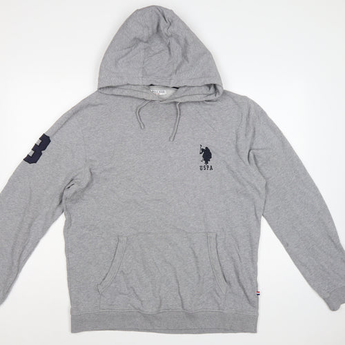 U.S. Polo Assn. Men’s Grey L Pullover Hoodie Embroidered Logo