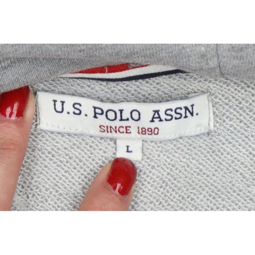 U.S. Polo Assn. Men’s Grey L Pullover Hoodie Embroidered Logo