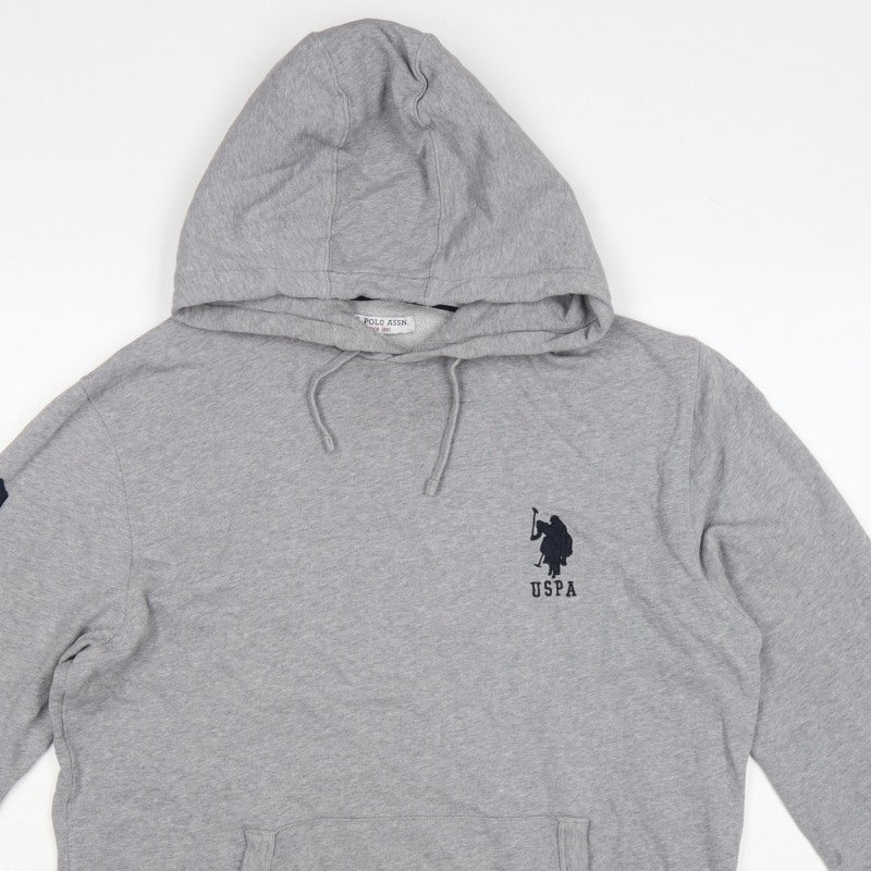 U.S. Polo Assn. Men’s Grey L Pullover Hoodie Embroidered Logo