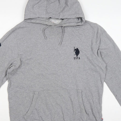 U.S. Polo Assn. Men’s Grey L Pullover Hoodie Embroidered Logo