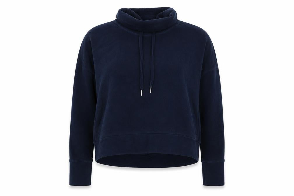 Front view of Sweaty Betty Women’s Navy Blue XL Pullover High Neck Sweatshirt