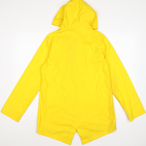 Boohoo Women Yellow Hooded Fishtail Rain Jacket UK 8 Zip
