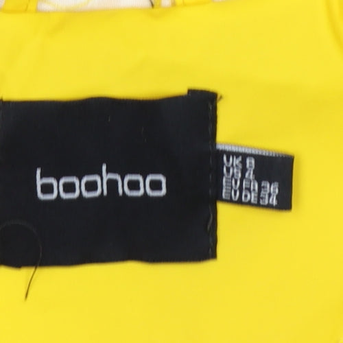 Boohoo Women Yellow Hooded Fishtail Rain Jacket UK 8 Zip