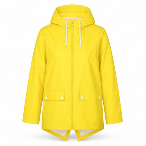 Boohoo Women Yellow Hooded Fishtail Rain Jacket UK 8 Zip