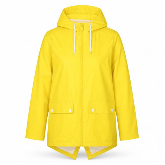 Boohoo Women Yellow Hooded Fishtail Rain Jacket UK 8 Zip