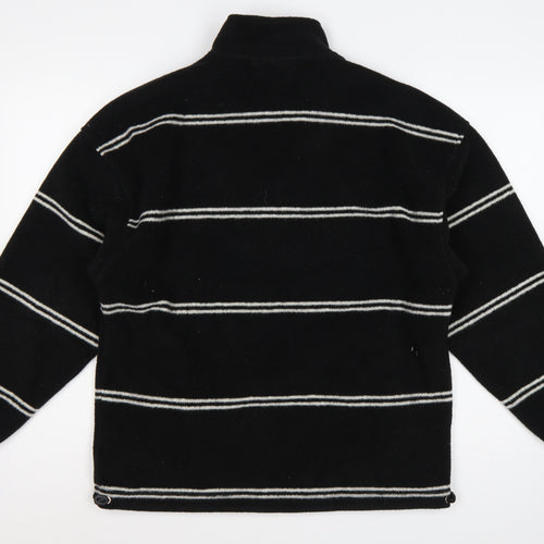 Polar Men's Black Small 1/4 Zip Striped Fleece Sweatshirt Logo