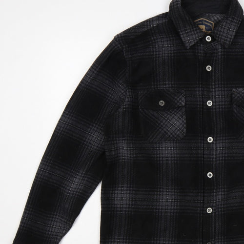 Freedom Foundry Men’s Black Grey Plaid Flannel Button-Up Shirt M