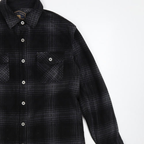 Freedom Foundry Men’s Black Grey Plaid Flannel Button-Up Shirt M