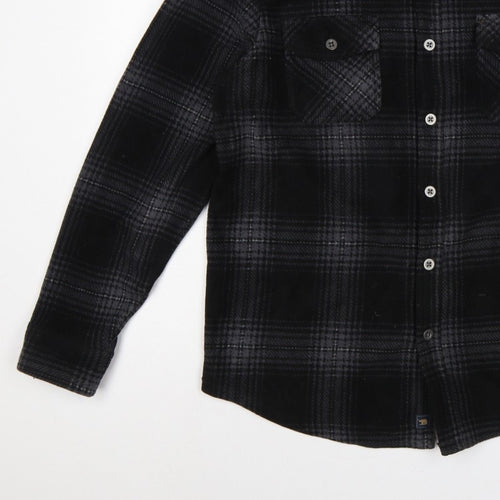 Freedom Foundry Men’s Black Grey Plaid Flannel Button-Up Shirt M