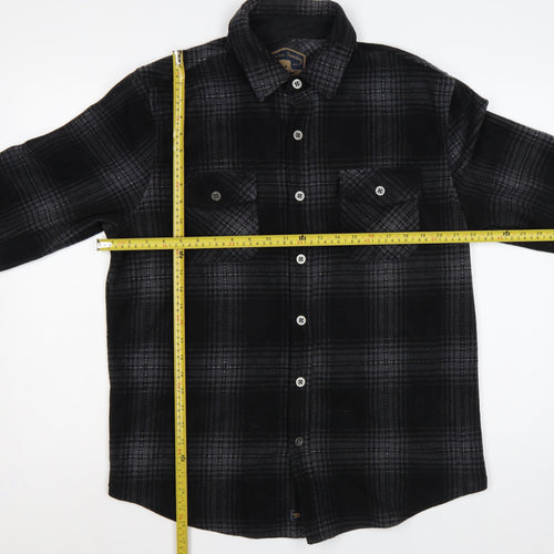 Freedom Foundry Men’s Black Grey Plaid Flannel Button-Up Shirt M