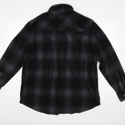 Freedom Foundry Men’s Black Grey Plaid Flannel Button-Up Shirt M