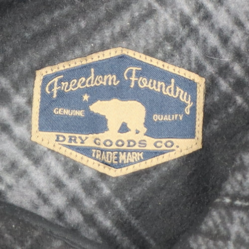 Freedom Foundry Men’s Black Grey Plaid Flannel Button-Up Shirt M