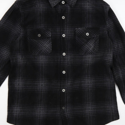 Freedom Foundry Men’s Black Grey Plaid Flannel Button-Up Shirt M